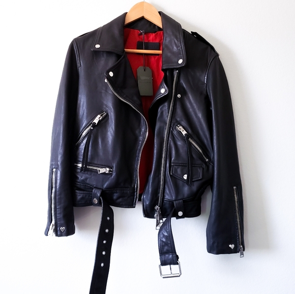 All Saints Jackets & Blazers - NWT Allsaints Leather Jacket All Saints Luna Estae Biker Black Extra Small XS